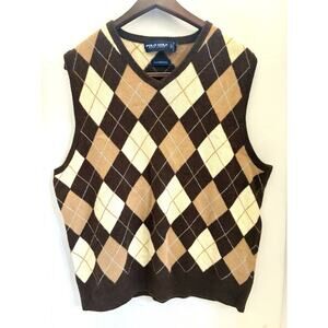 Polo Golf Ralph Lauren Wool Plaid Sweater Vest – Men’s L Brown
